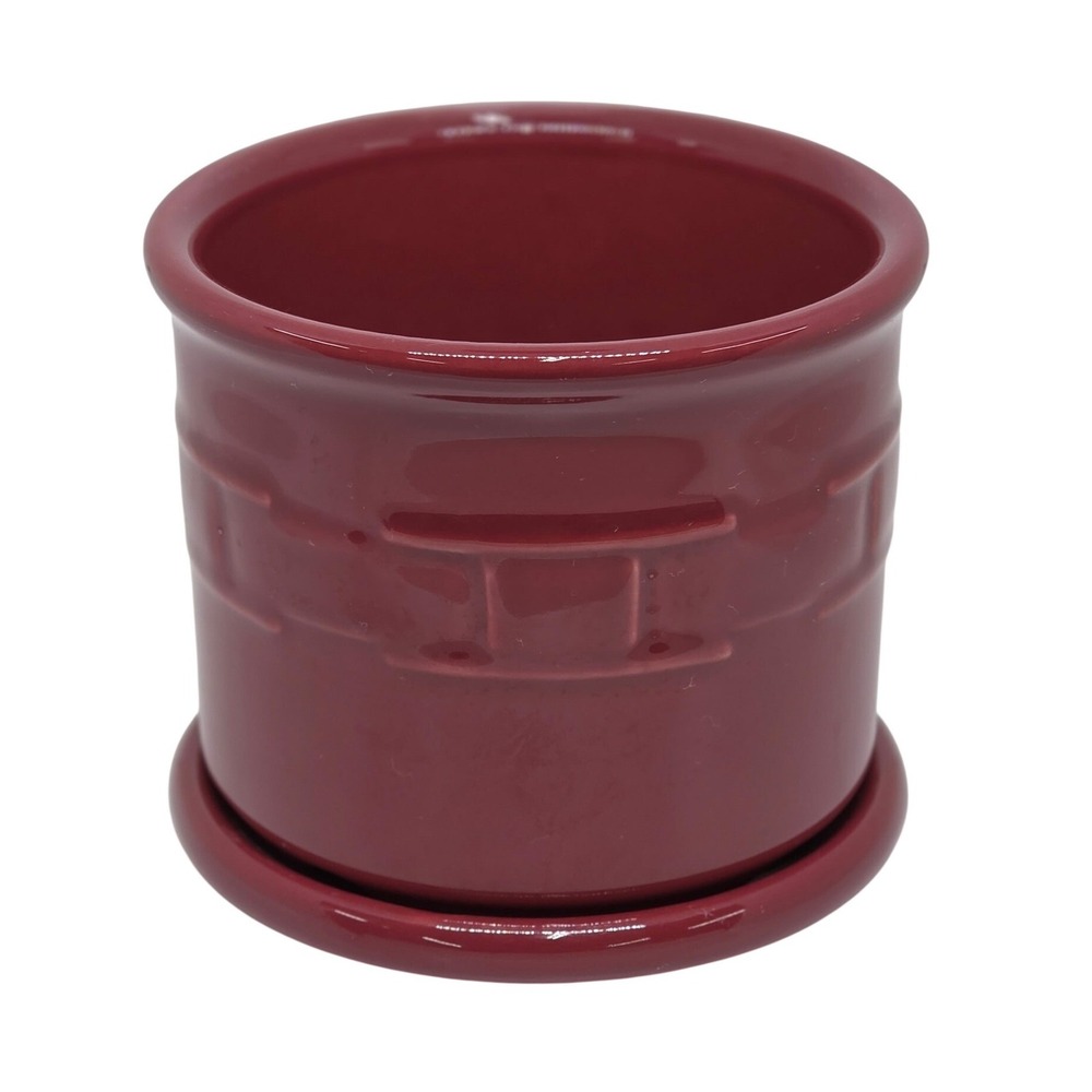 Longaberger Salt Crock Paprika Red Woven Traditions Vitrified Pottery 1 Pint Jar